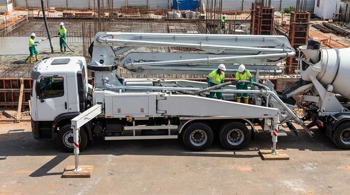 bomba de concreto em operação
