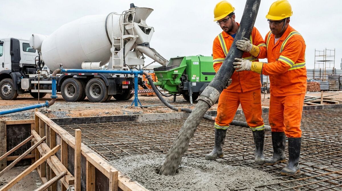 lançamento de concreto em laje